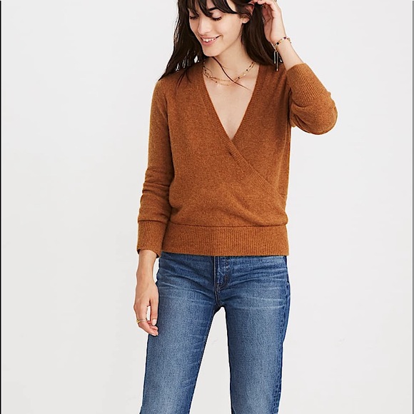 Madewell Faux Wrap Pullover Sweater - Picture 2 of 5
